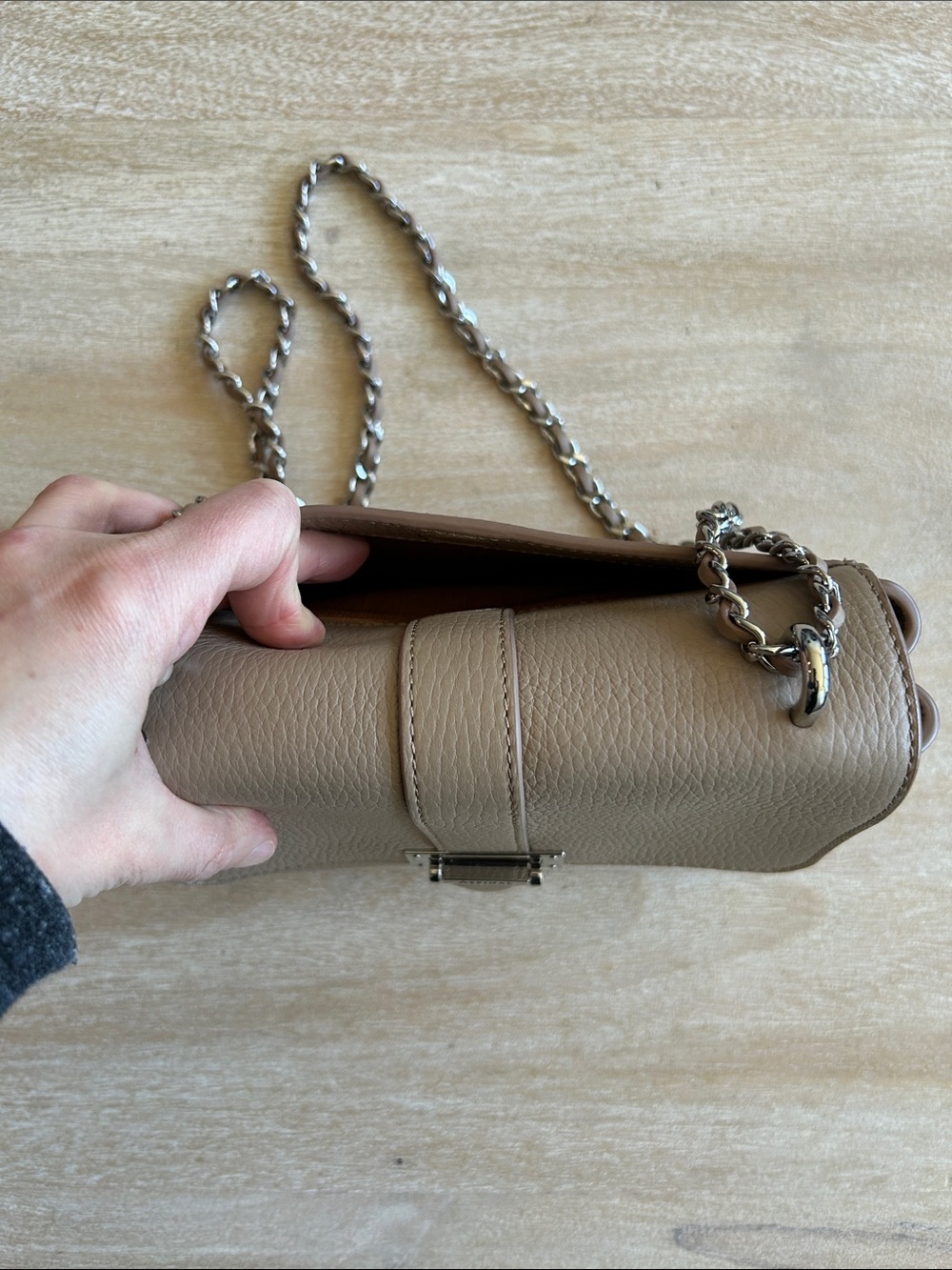 Aspinal of London Lottie Bag in Soft Taupe Pebble - Picture 9 of 11